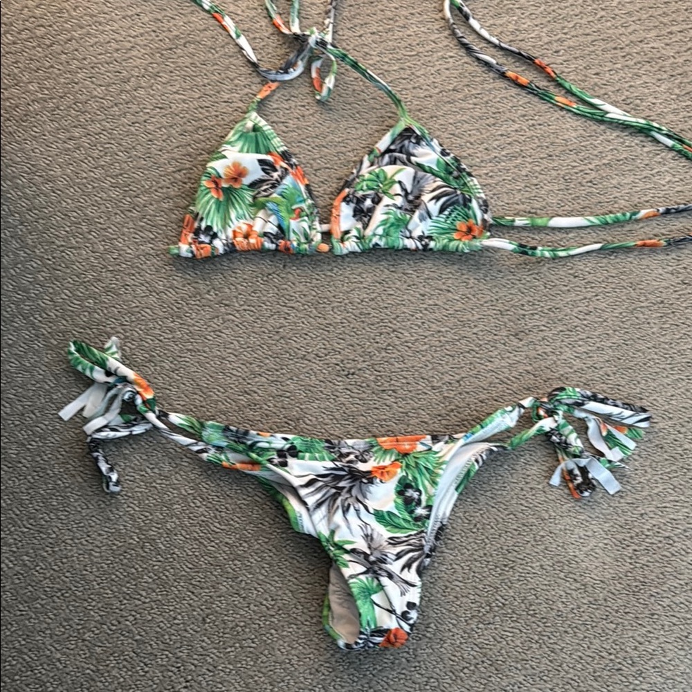 Pakaloha Tropical Floral Bikini - Green and Orange